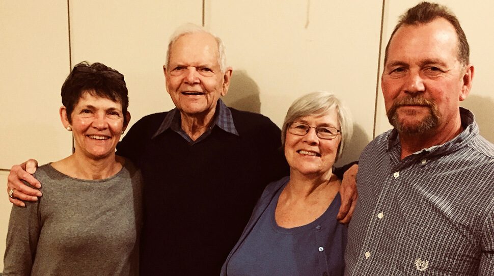 Linda Davis-Reed (L) with father George Reed and siblings