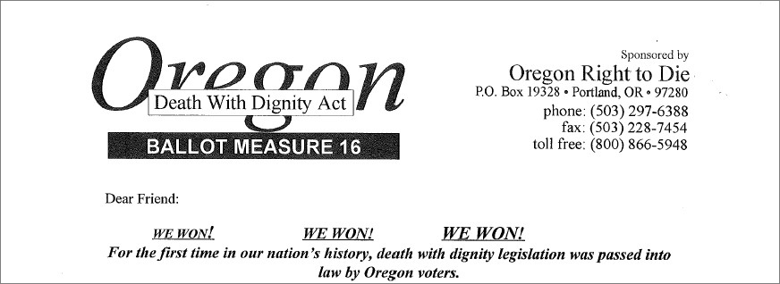 Excerpt from Oregon Right to Die press release on the victory